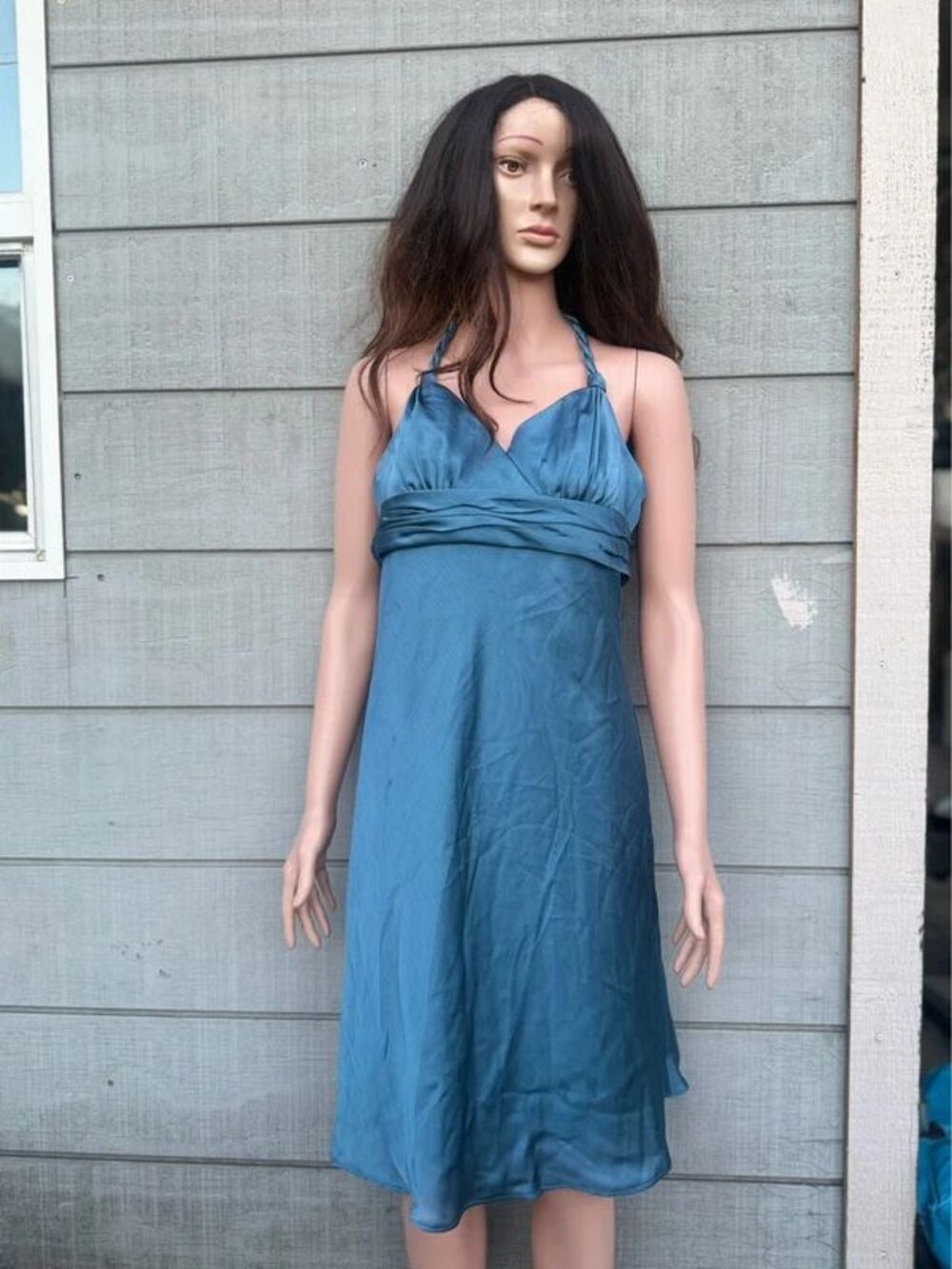 Women’s Davids bridal blue satin halter y2k dress size 2